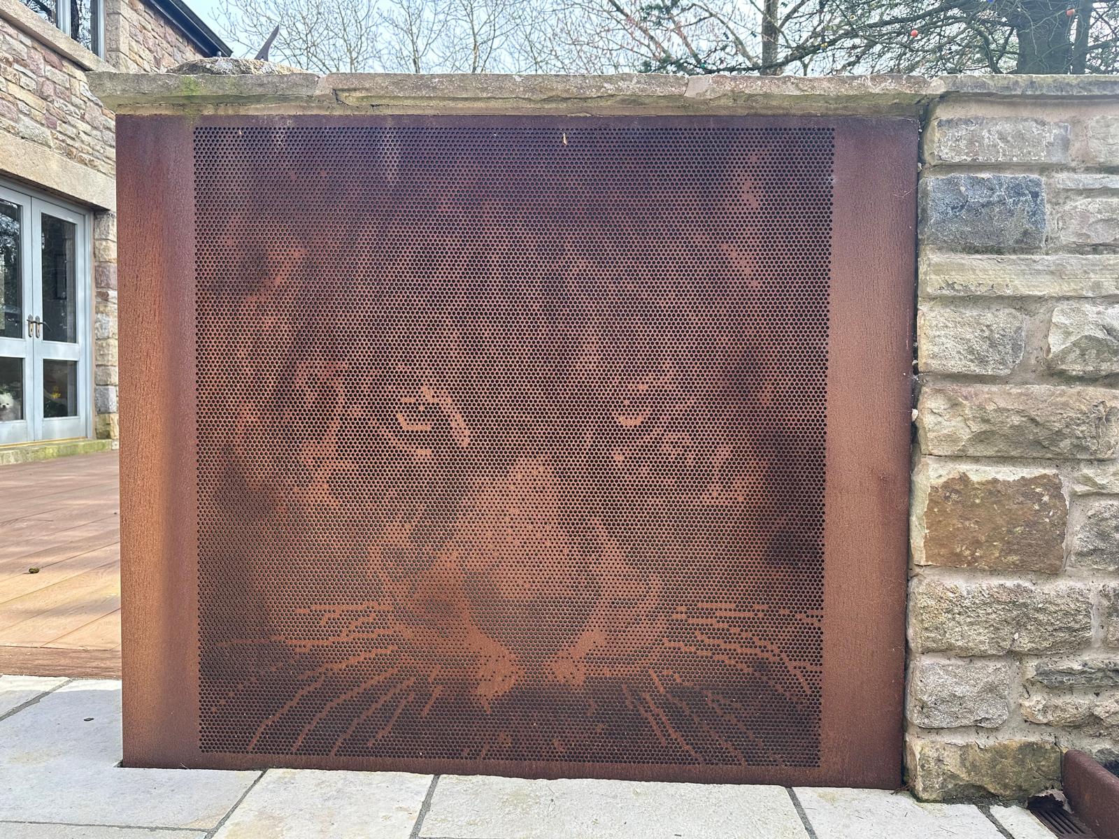 Cor-Ten Steel perforation artwork, metal garden art and decorative fabrication