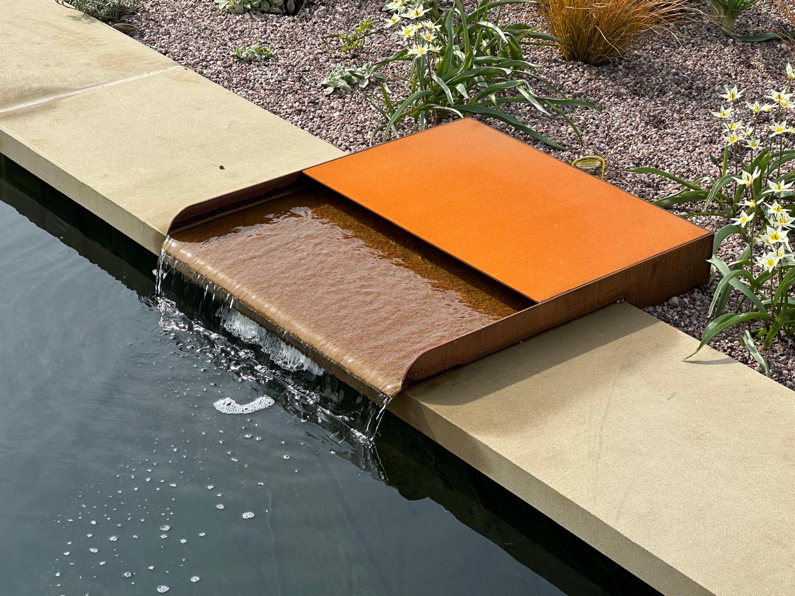Cor-Ten Steel water feature, metal garden art and decorative fabrication