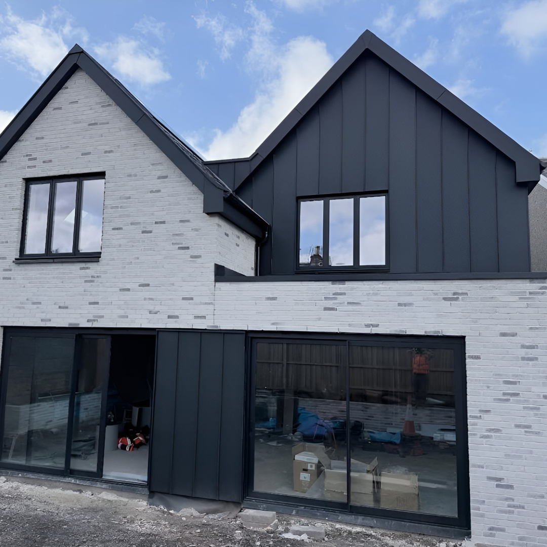 Standing Seam Roofing and Cladding Residential House in GreenCoat PLX Nordic Night Black