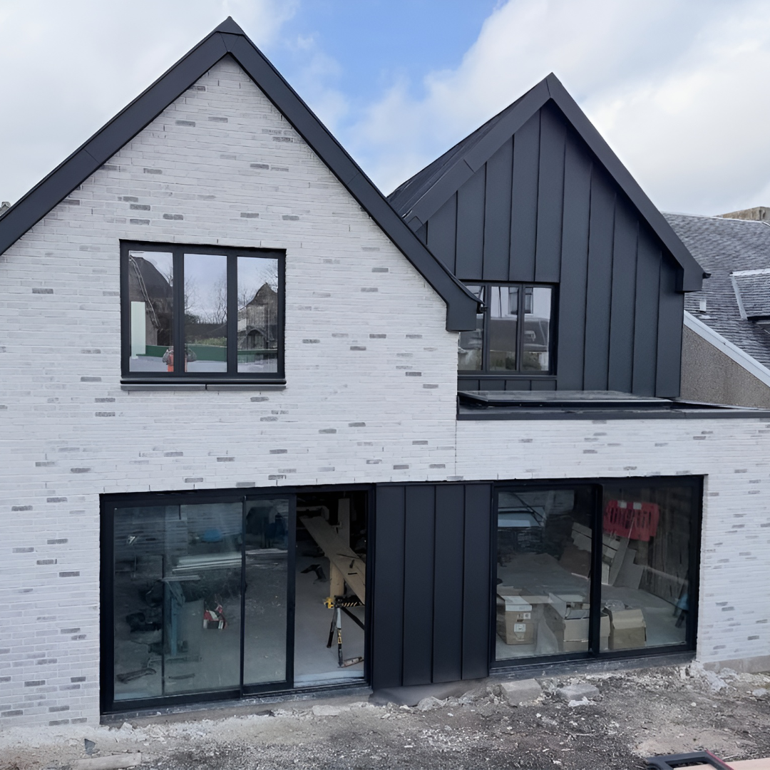 Standing Seam Roofing and Cladding Residential House in GreenCoat PLX Nordic Night Black