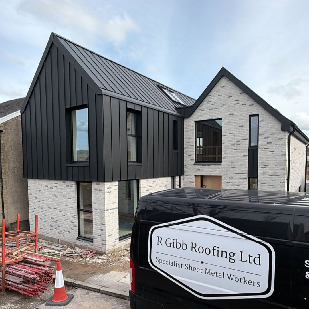 Standing Seam Roofing and Cladding Residential House in GreenCoat PLX Nordic Night Black