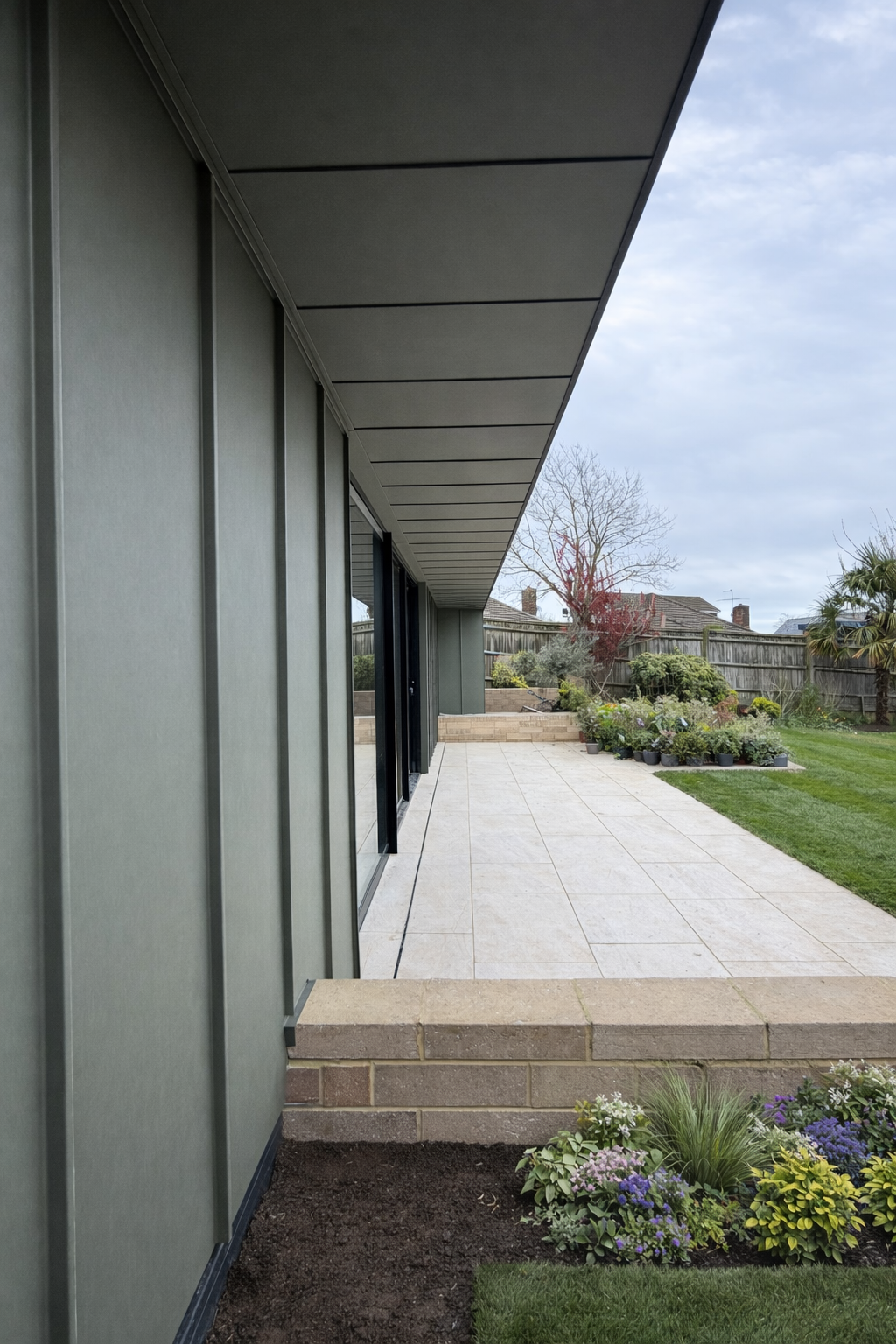 Standing Cladding Seam Garden Room in Traditional Textures Green Zinc Patina